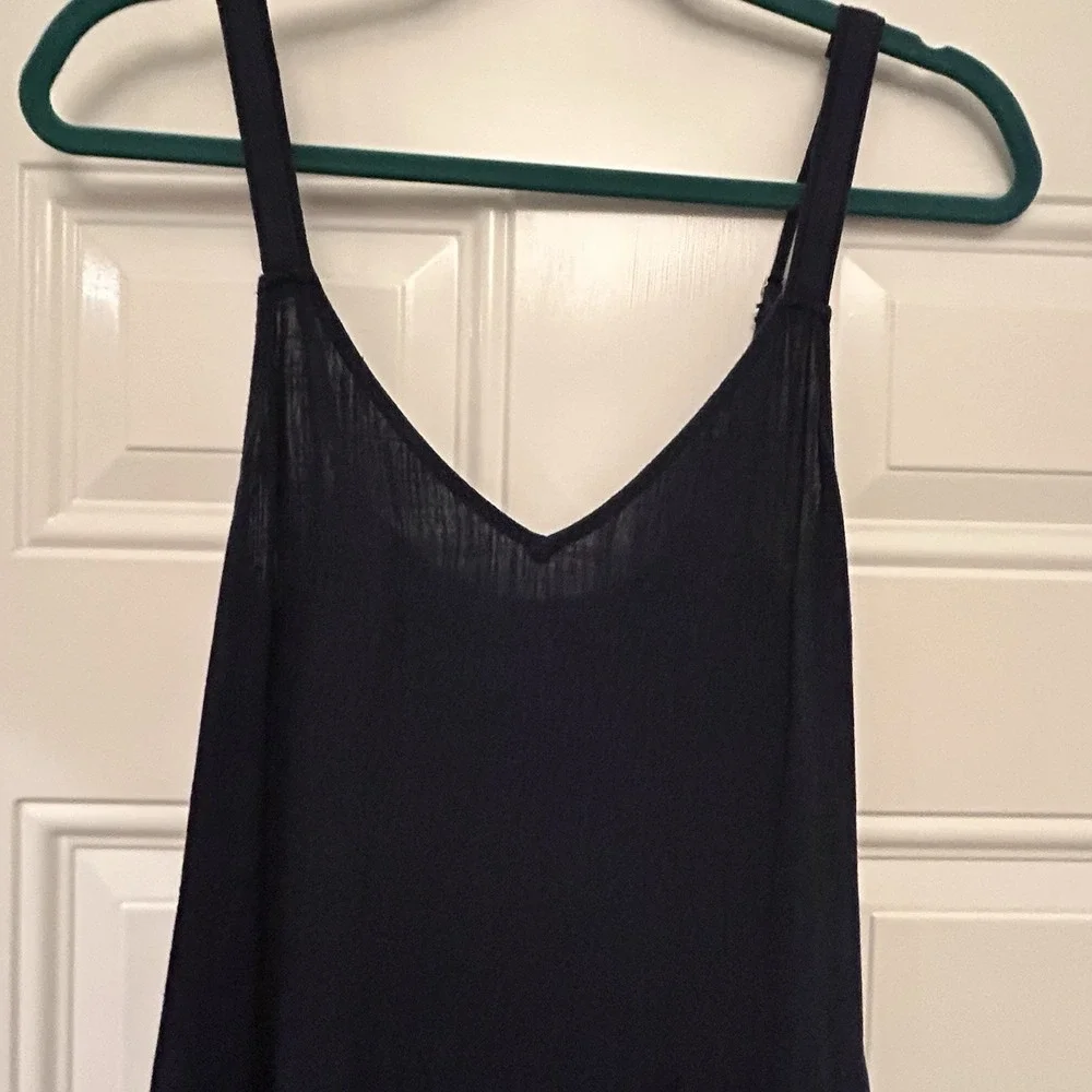 Splendid Maxi Dress Wynona Tiered V-Neck Sleeveless Navy Blue Small Coastal